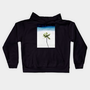 Coconut palm tree on the beach Kids Hoodie